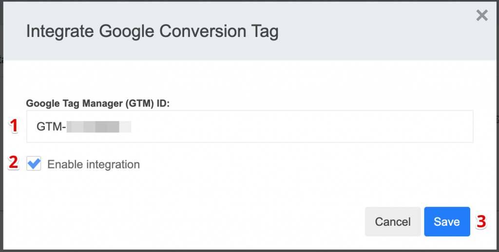 Google Conversion Tag Integration