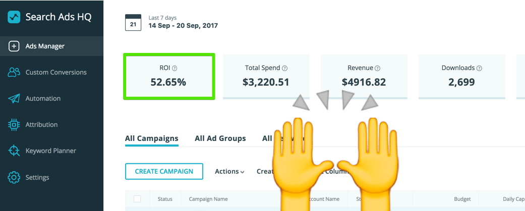 keyword planner roi campaign apple search ads hq