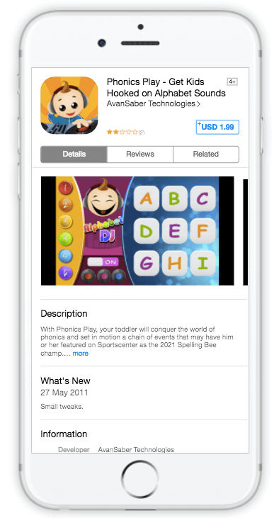 SplitMetrics experiment for Phonics Play app 