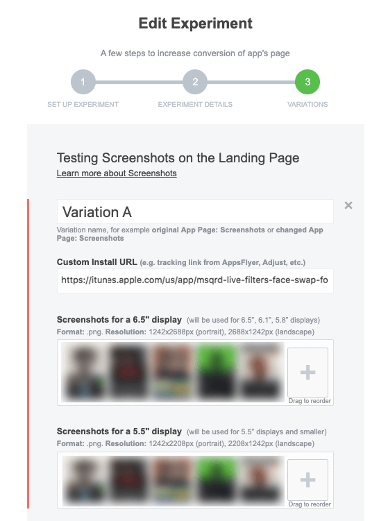 screenshot sizes