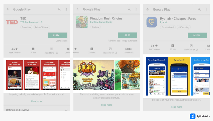 Google Play product page: screenshots