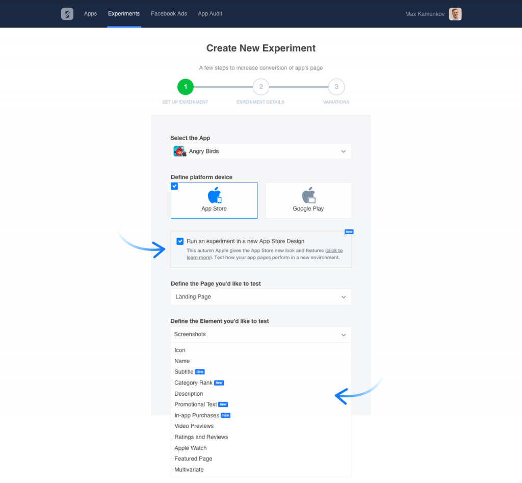 splitmetrics dashboard app store redesign